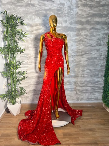 Sequin long dress,red sequin prom dress,sequin dinner dress,red dinner dress