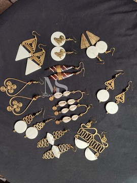 Brass earrings , brass and bone earrings , Wholesale brass earrings