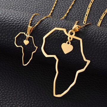 Mini 18K gold plated african map necklace