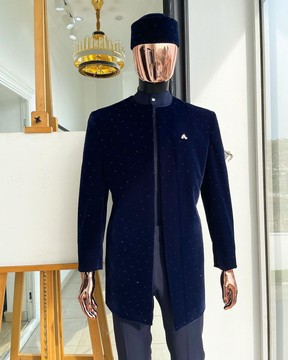 A “Justin” midnight blue soaked Italian velvet Ceremonial suktan