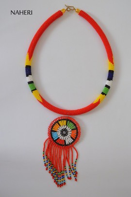 African Maasai Beaded Red Necklace | Zulu Beaded Necklace | Tiered &amp; Tribal
