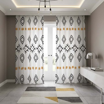 Egyptian Horus White and Gold Blackout Curtains (Two-Piece) LARGER SIZES AVAILABLE