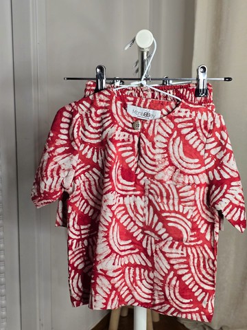 Ensemble Musa en tissu Nigerian Adire | Short &amp; Chemise en tissu adire [ 4 ans]