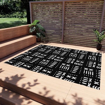 African Multicolor Outdoor Rug Black &amp; White Carpets (LARGER SIZES AVAILABLE)