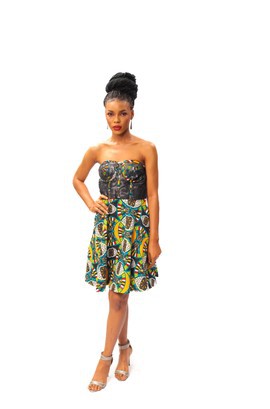 Ankara Off Shoulder Corset Dress, African Print Corset Dress, Ankara Dress