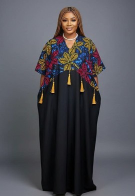 Chic Women's African Print Kaftan with Tassels – Vibrant Elegance