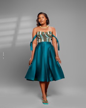 FIFAMIN corset dress in woven pagne fabric
