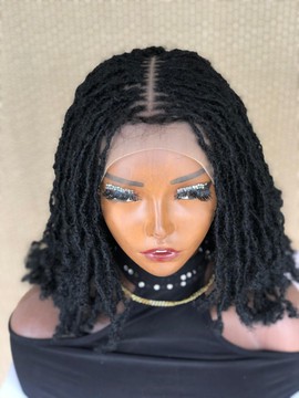 Human Hair Full lace Layered bob micro locs, Sisterlocs ,Skinny locs Wig For Black Women