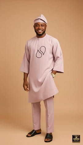 Soft Blush Pink Two-Piece Kaftan with Cap