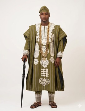 Aso oke Agbada with embroidery