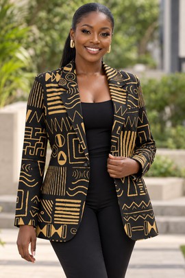 Robe midi à col en V et manches courtes pour femme en imprimé africain | Robe midi en imprimé africain | Bynelo