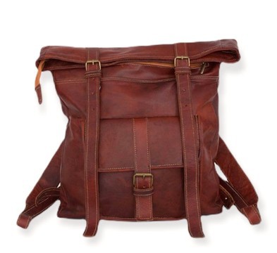 100% handmade high quality genuine leather backpack.