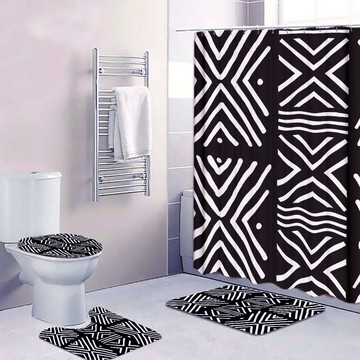 Cultural Unique Bath Mat White and Black Bathroom Rug (LARGER SIZES AVAILABLE)