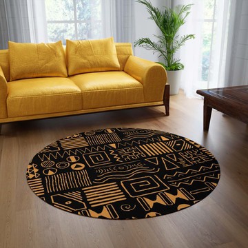 Modern Round Rug African Mudcloth Carpet (LARGER SIZES AVAILABLE)