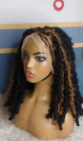 Braided wigButterfly locs wig  lace front  wig faux locks dreadlocks wig goddess locks wig
