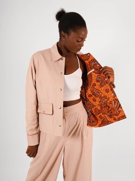Veste à liseré gabardine beige