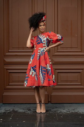 NEFERTITI RED FLARED DRESS