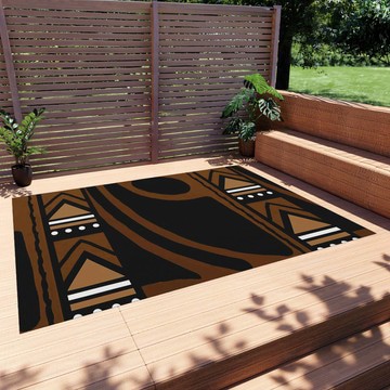 Afrocentric Outdoor Rugs Black and Brown Ethnic Carpet (LARGER SIZES AVAILABLE)