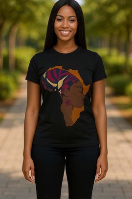 T-shirt au pouvoir culturel | T-shirt femme imprimé Mama Africa - Noir