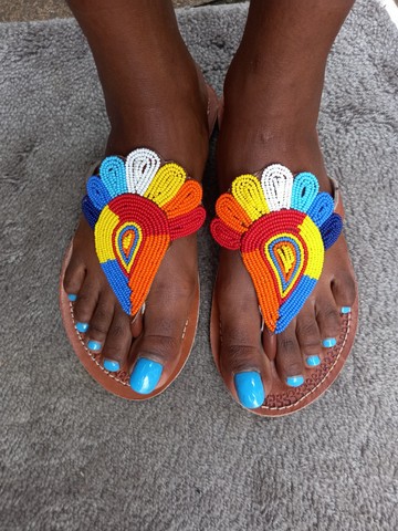 Masai sandals, beaded sandals, leather sandals, African sandals