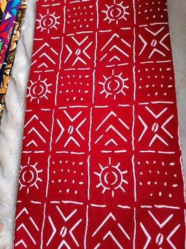 Pure cotton African Wax fabrics 45 cm "Bogolan burgundy red"