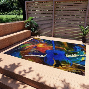 Stylish Tribal Outdoor Rug African Print Carpet Music Art (LARGER SIZES AVAILABLE)