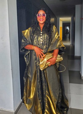 Luxury African Woman Brocade and Metallic Agbada Long Dress for Weddings/Special Occasions