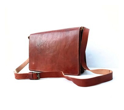 Cartable authentique en cuir véritable avec bandoulière haut de gamme