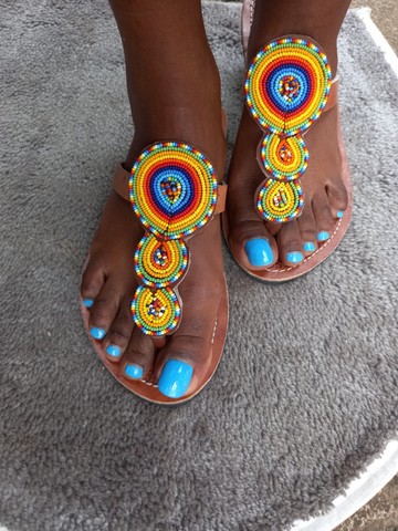 Masai sandals, Beaded sandals, African sandals, Leather sandals