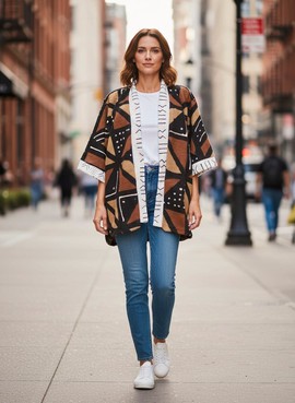 Veste kimono en bogolan