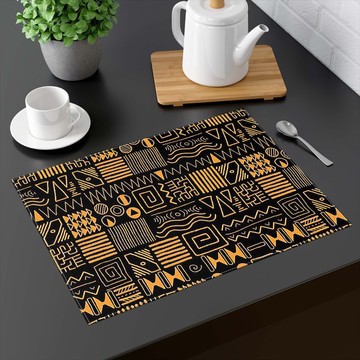 (TWO PIECES) Tabletop Placemat Afrocentric Mudcloth Tribal Print (MORE SIZES AVAILABLE)