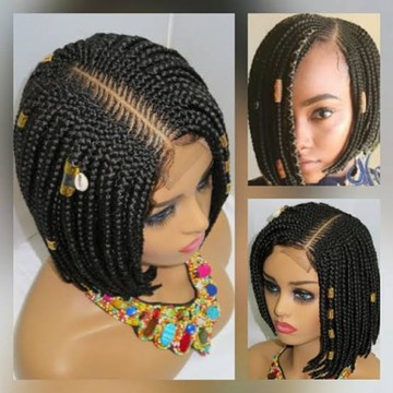 Idunumi bob braided wig with closure, African princess, African style