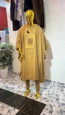 Men's Elegant Gold Agbada Outfit | Traditional African Wedding Attire