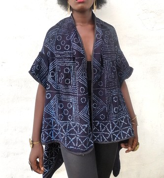 Baoulé woven cotton afro kimono