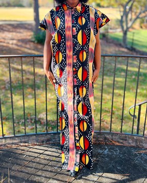 African Print Ankara Multicolor Button-down Open Side Slit Blouse