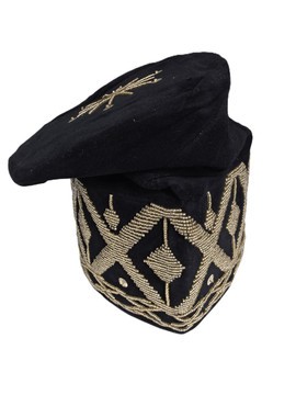 Black Embroidered Velvet Yoruba Fila Cap, African Groom Wedding Hat