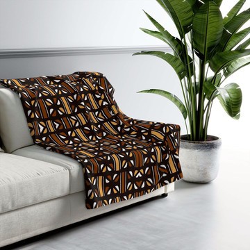 Mudcloth Throw Blanket Fleece in African Mudcloth Print (MORE SIZES AVAILABLE)