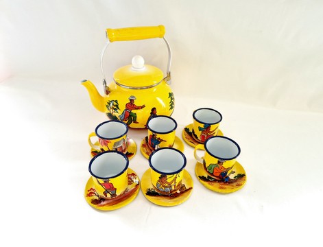 "TONTOLO": Cafetière/théière 2,5L + 6 tasses + 6 sous-tasses/Madagascar