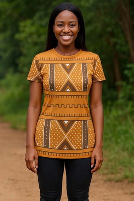 T-shirt pour femme à l’imprimé audacieux en bogolan africain