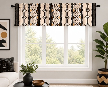 Tribal Pattern Curtain Valance for Modern Living Room | African Window Treatment | Bynelo