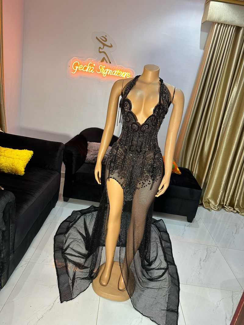sexy long birthday dress Sexy See Through Evening Dresses Puffy Long Sleeves High Neck Mermaid main image 0