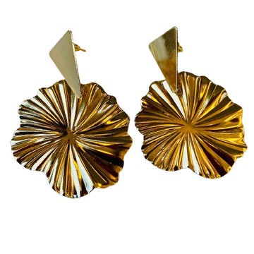 Beautiful pair of pleated circle earrings