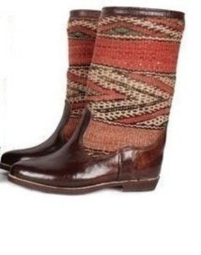 BIG SALE! Genuine leather boots with Kilim Handmade by Cuiroma craftsmen in Morocco