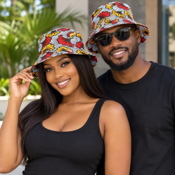 African Ankara Wedding Flower Print Bucket Hat | Ankara Fashion Headwear | Bynelo