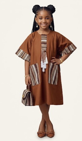 Girl's kaftan with handwoven stripe