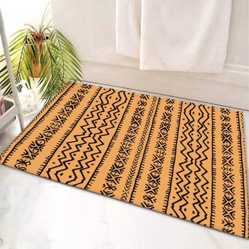 Ethnic Ikat Bath Mat African Gold Bathroom Rugs (LARGER SIZES AVAILABLE)