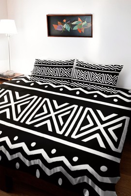 African Bedding Set Black and White Duvet and Pillow Covers (MORE SIZES AVAILABLE)