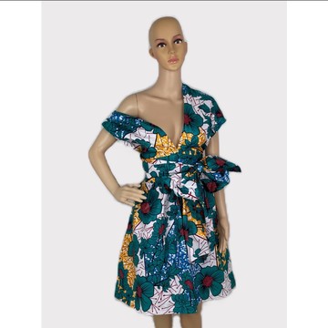 African Print Ankara Multicolor Floral Print Cotton Infinity Dress