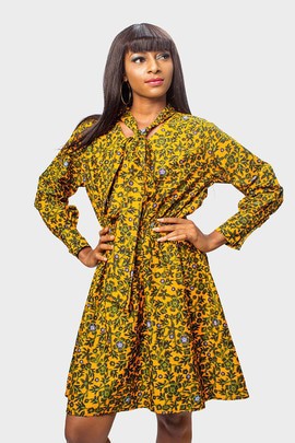 Robe évasée à imprimé cravate Ankara, robe évasée Ankara