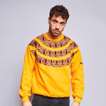 Yellow cotton sweatshirt with a touch of wax Porto Novo